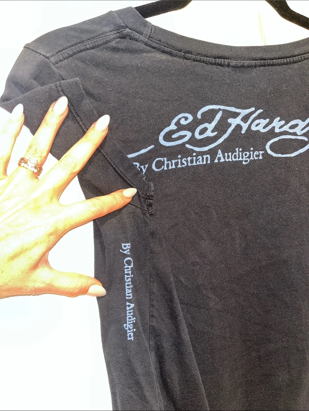 Ed Hardy By Christian Audigier Golden Rose of Love Short Sleeve Baby Tee faded - Picture 7 of 14